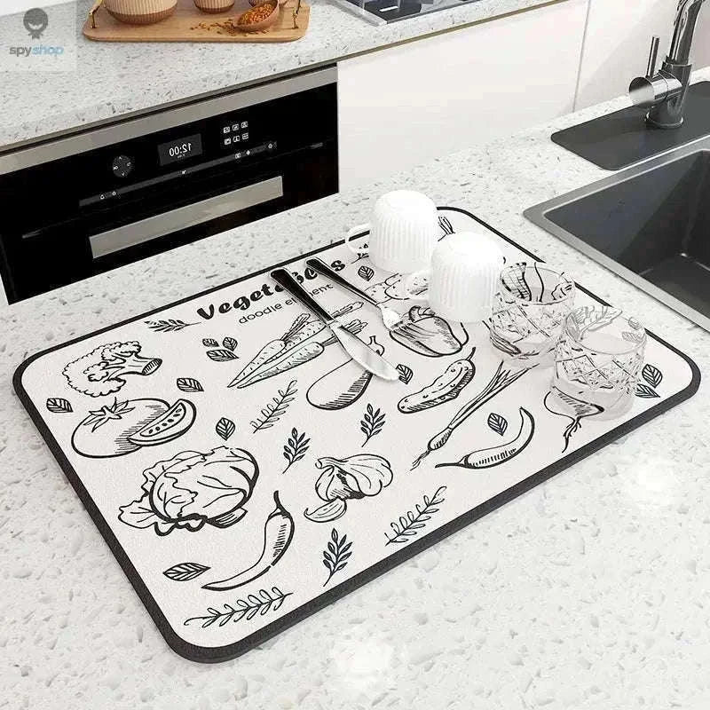 Super Absorbent Kitchen Drying Mat with Non-Slip Moisture Control-black-2PCS / 20X30CM