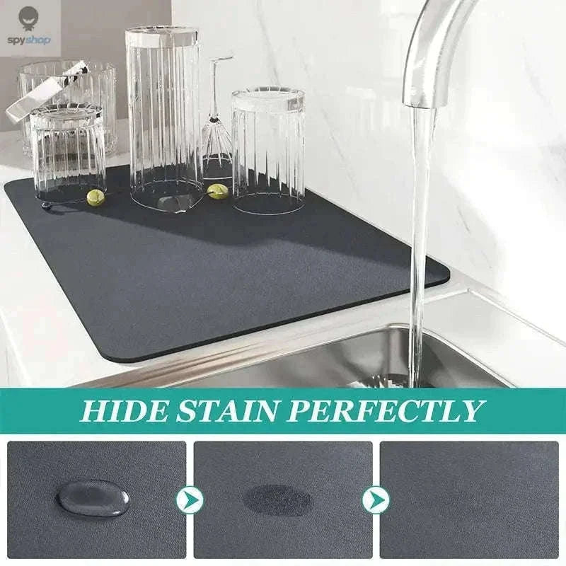 Super Absorbent Kitchen Drying Mat with Non-Slip Moisture Control-black-2PCS / 20X30CM