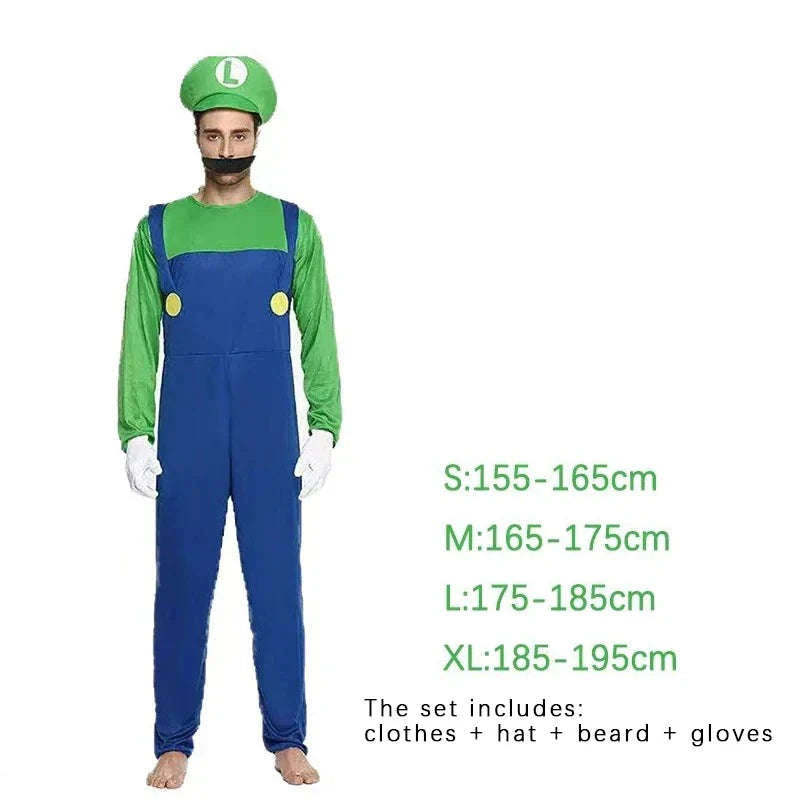 Super Mario Luigi Costume Set for Adults-Woman Green Suit / L