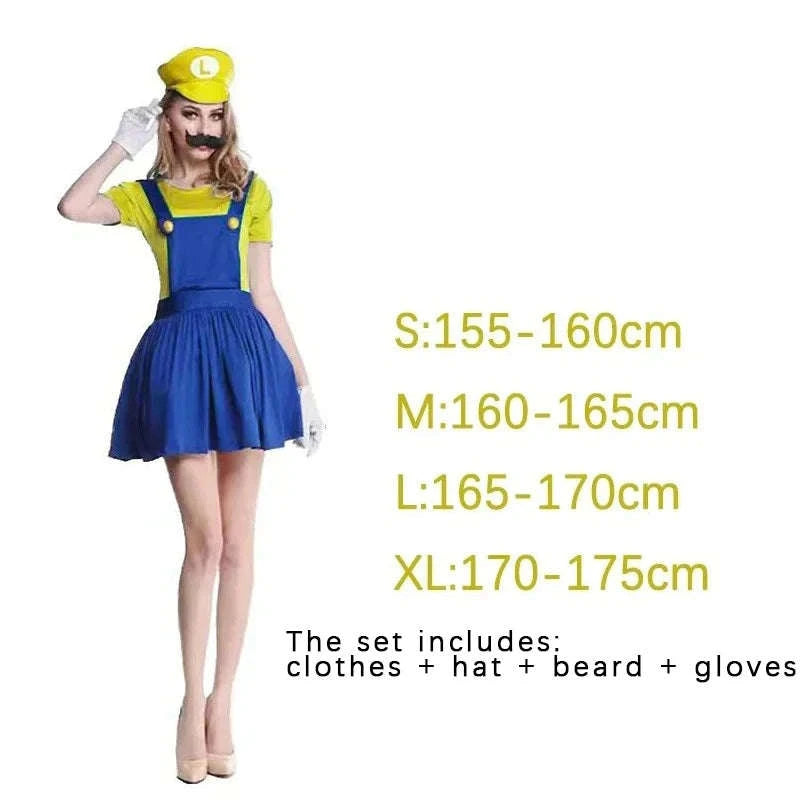 Super Mario Luigi Costume Set for Adults-Woman Green Suit / L