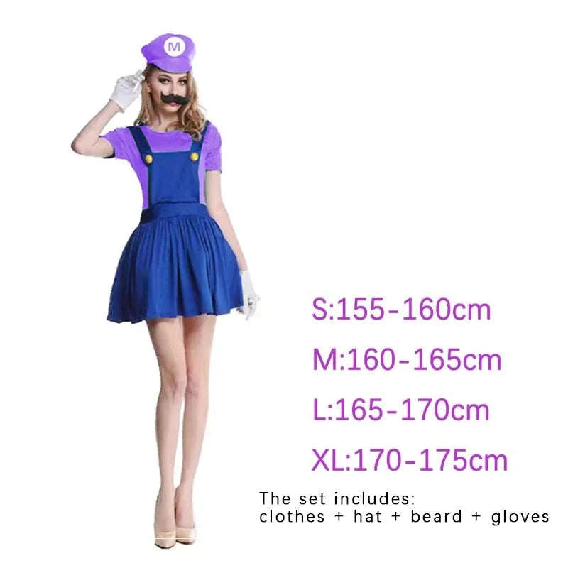 Super Mario Luigi Costume Set for Adults-Woman Green Suit / L