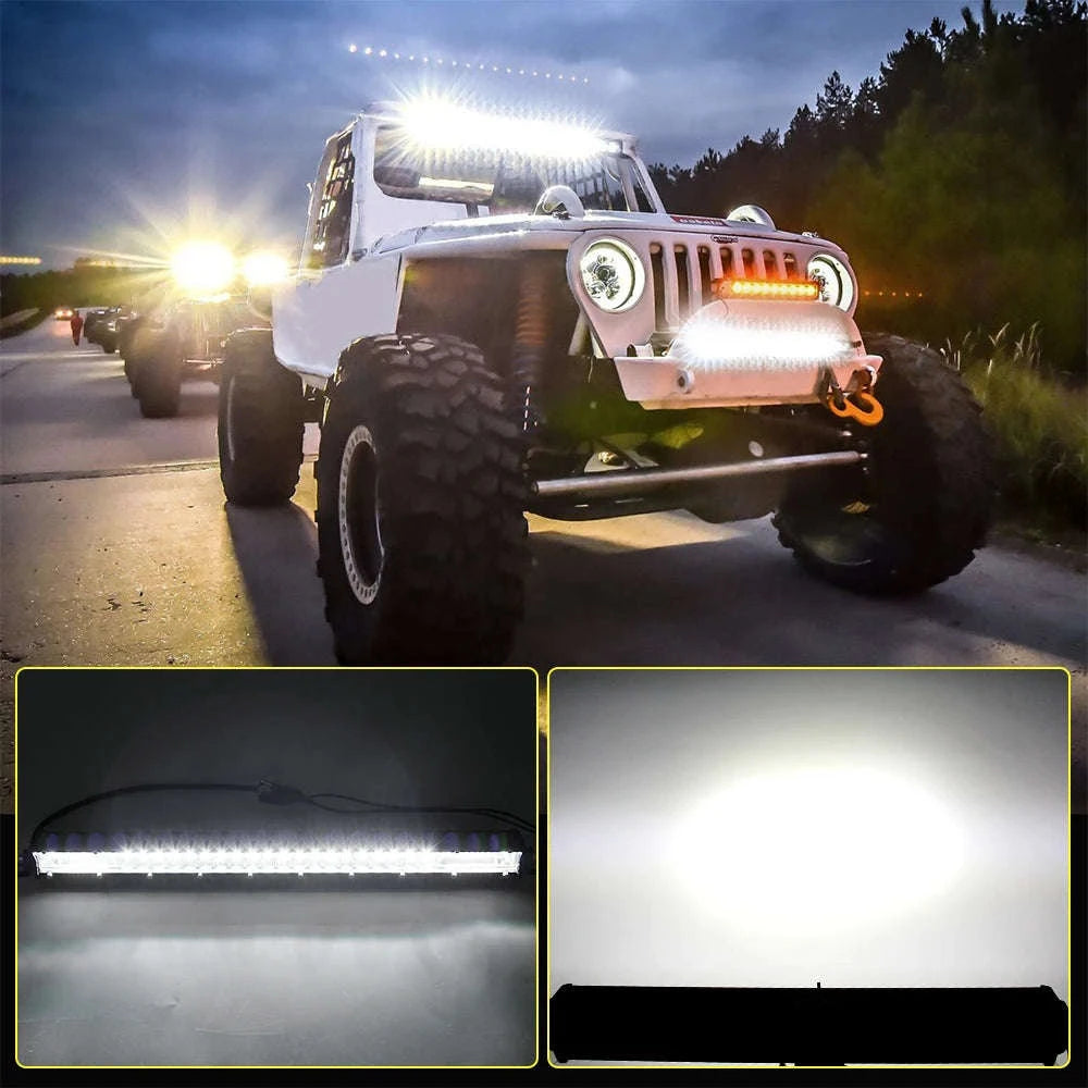 Super Slim Dual Row LED Light Bar Combo Beam 12V 24V-12D 7 inch 60W