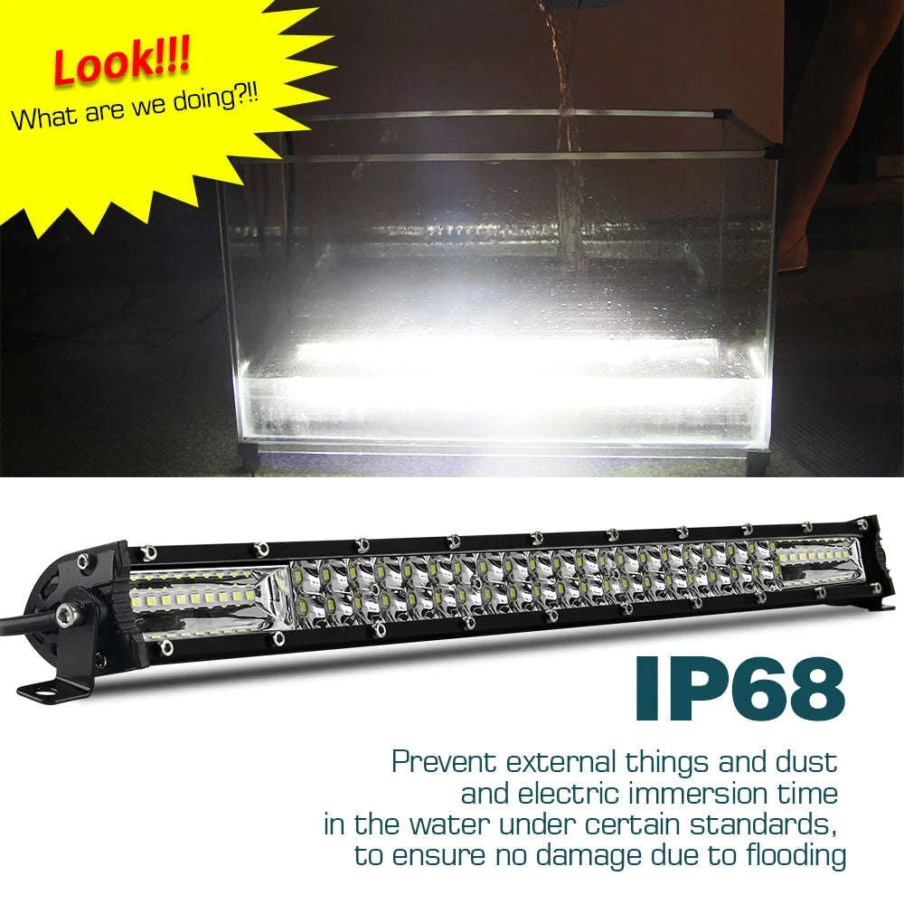 Super Slim Dual Row LED Light Bar Combo Beam 12V 24V-12D 7 inch 60W