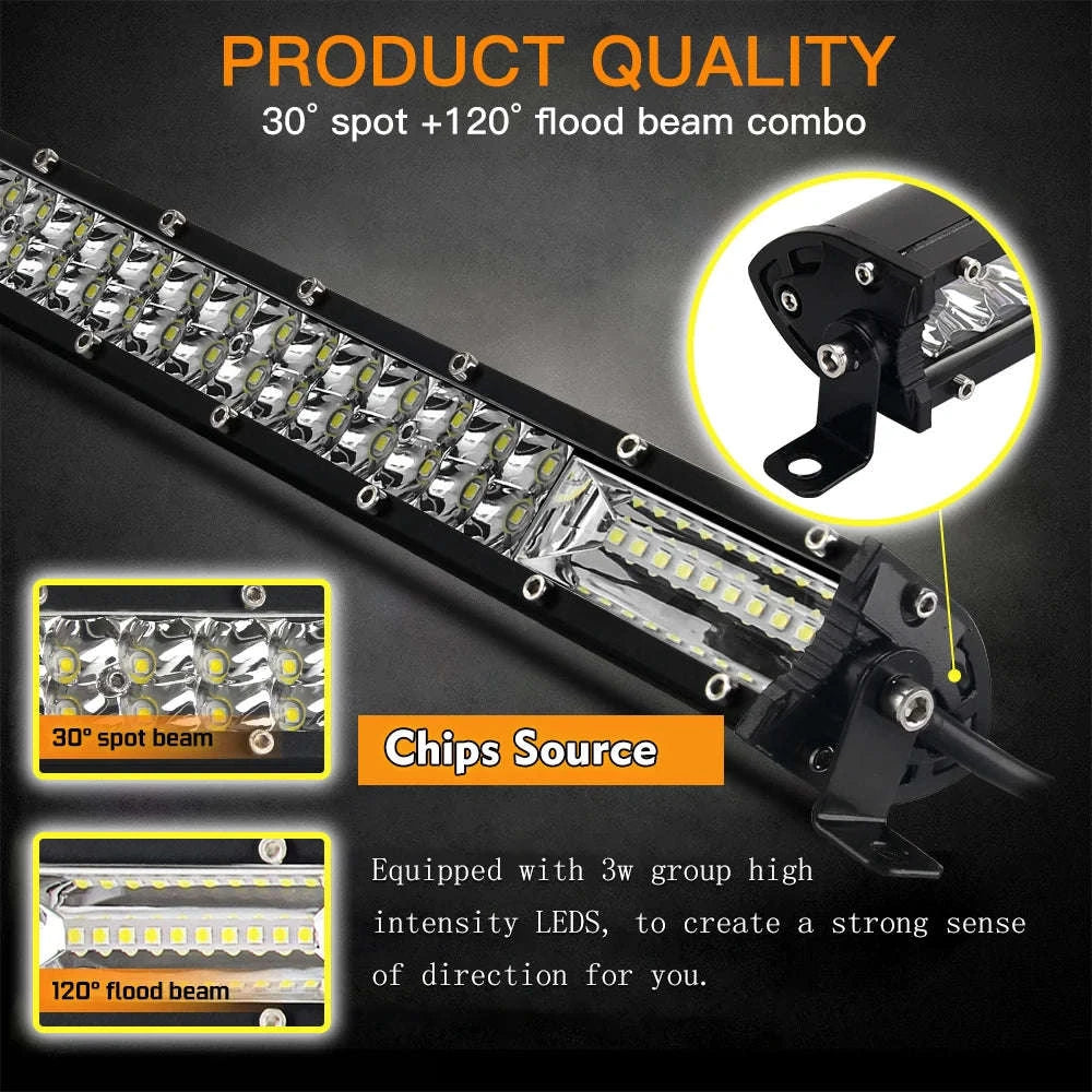 Super Slim Dual Row LED Light Bar Combo Beam 12V 24V-12D 7 inch 60W