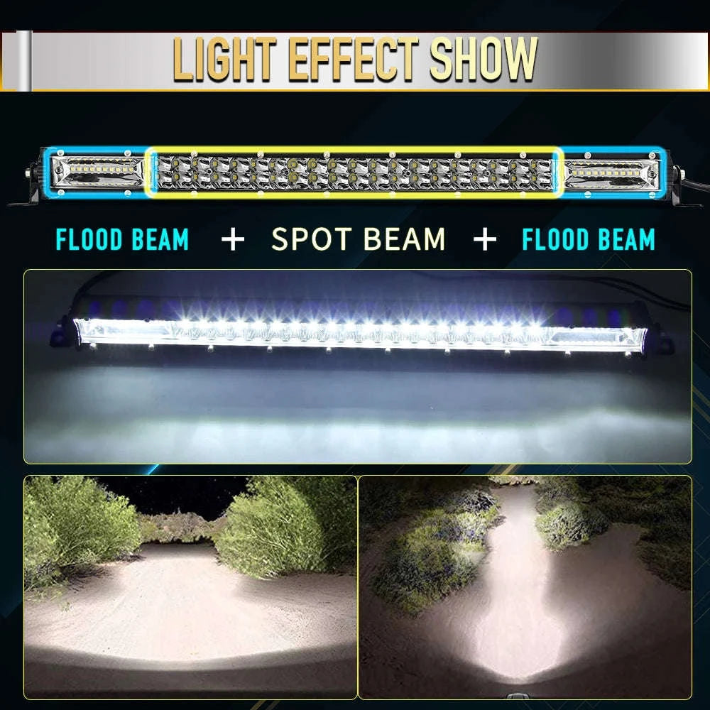 Super Slim Dual Row LED Light Bar Combo Beam 12V 24V-12D 7 inch 60W