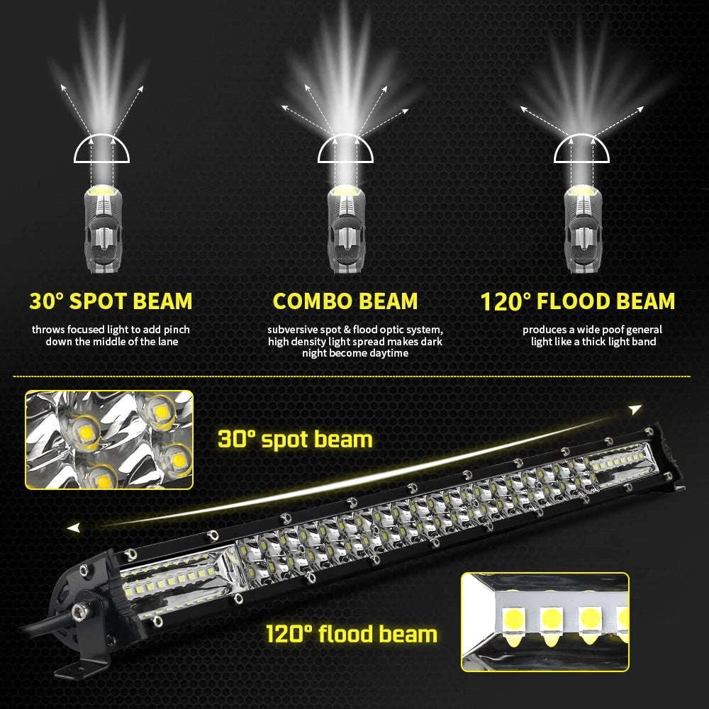 Super Slim Dual Row LED Light Bar Combo Beam 12V 24V-12D 7 inch 60W