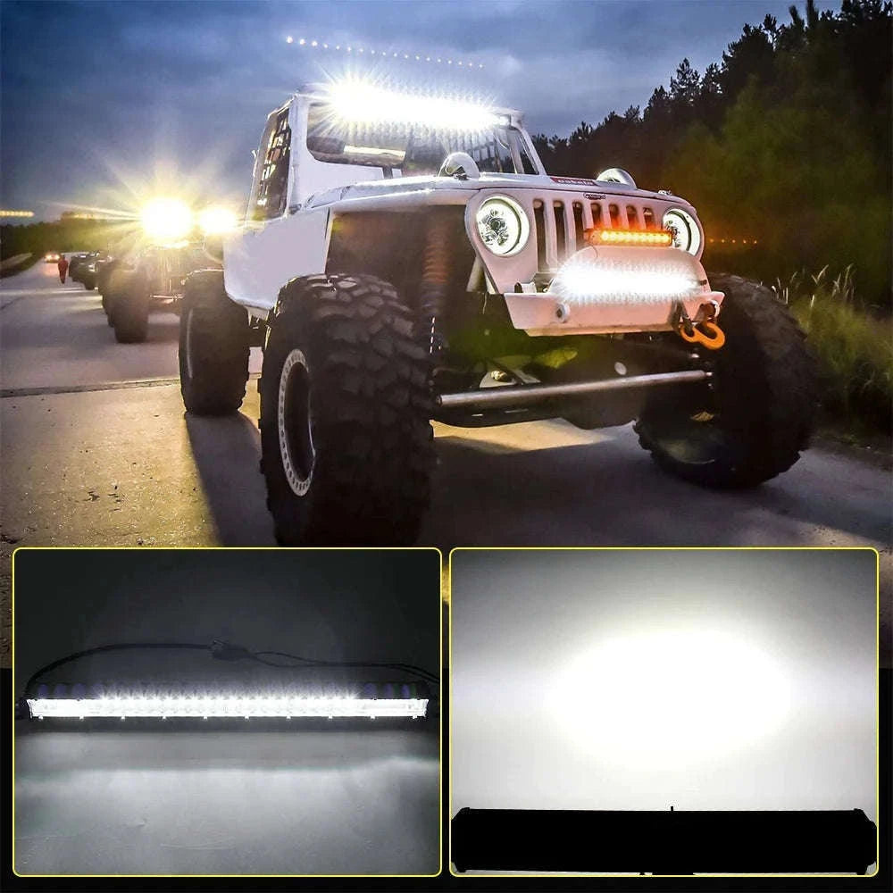 Super Slim Dual Row LED Light Bar Combo Beam 12V 24V-12D 7 inch 60W