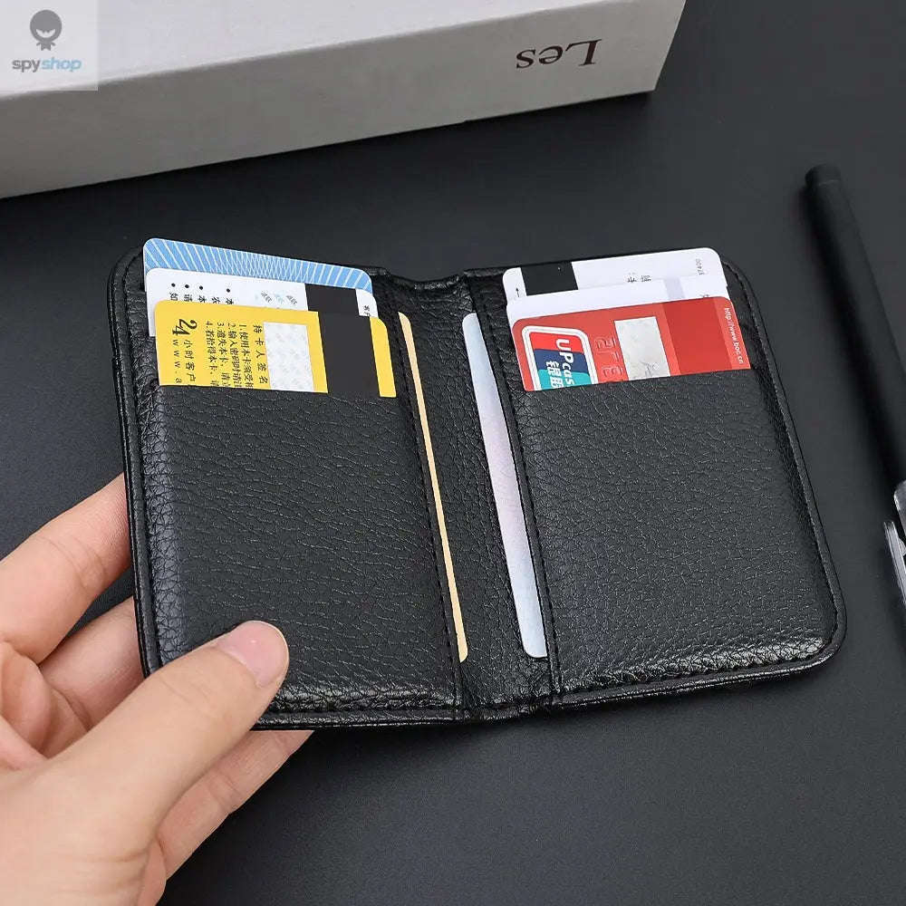Super Slim PU Leather Card Wallet for Everyday Carry-black