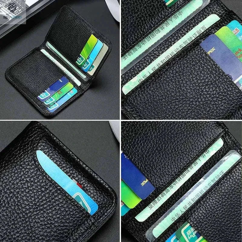 Super Slim PU Leather Card Wallet for Everyday Carry-black