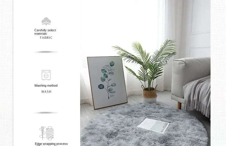 Super Soft Plush Round Rug Mat-blue / 100x100cm