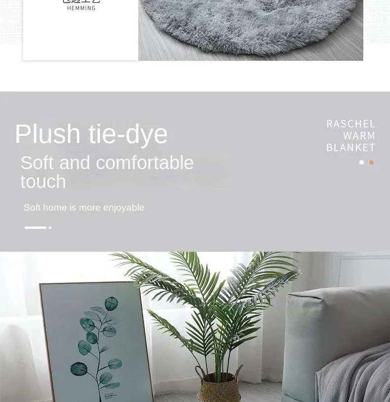 Super Soft Plush Round Rug Mat-blue / 100x100cm