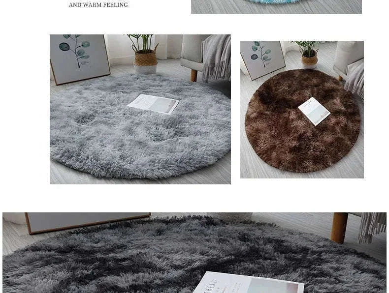 Super Soft Plush Round Rug Mat for Cozy Home Comfort-blue / 100x100cm