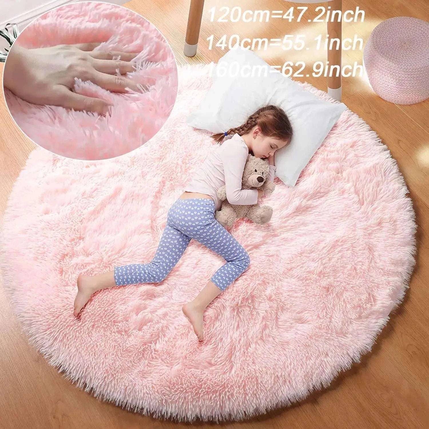 Super Soft Plush Round Rug Mat for Cozy Home Comfort-blue / 100x100cm