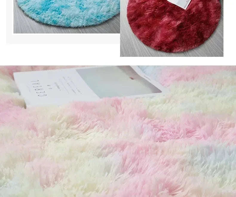 Super Soft Plush Round Rug Mat for Cozy Home Comfort-blue / 100x100cm