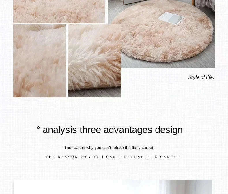 Super Soft Plush Round Rug Mat for Cozy Home Comfort-blue / 100x100cm
