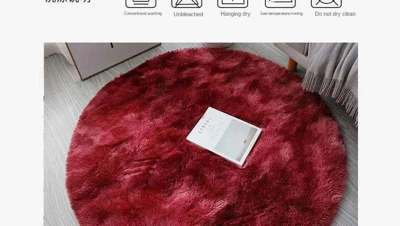 Super Soft Plush Round Rug Mat for Cozy Home Comfort-blue / 100x100cm