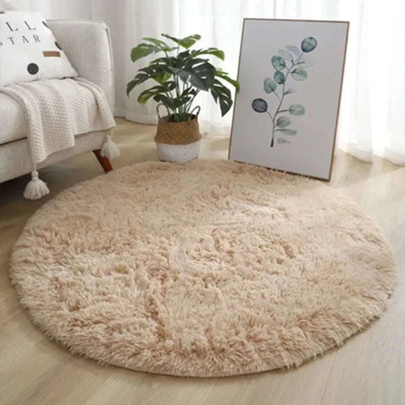 Super Soft Plush Round Rug Mat for Cozy Home Comfort-blue / 100x100cm