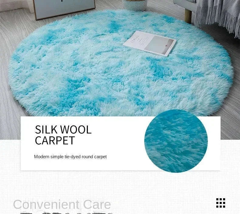 Super Soft Plush Round Rug Mat for Cozy Home Comfort-blue / 100x100cm