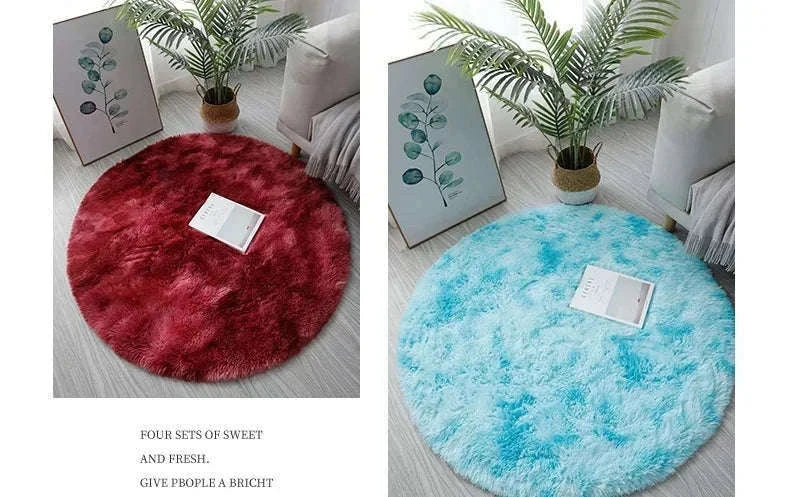 Super Soft Plush Round Rug Mat for Cozy Home Comfort-blue / 100x100cm