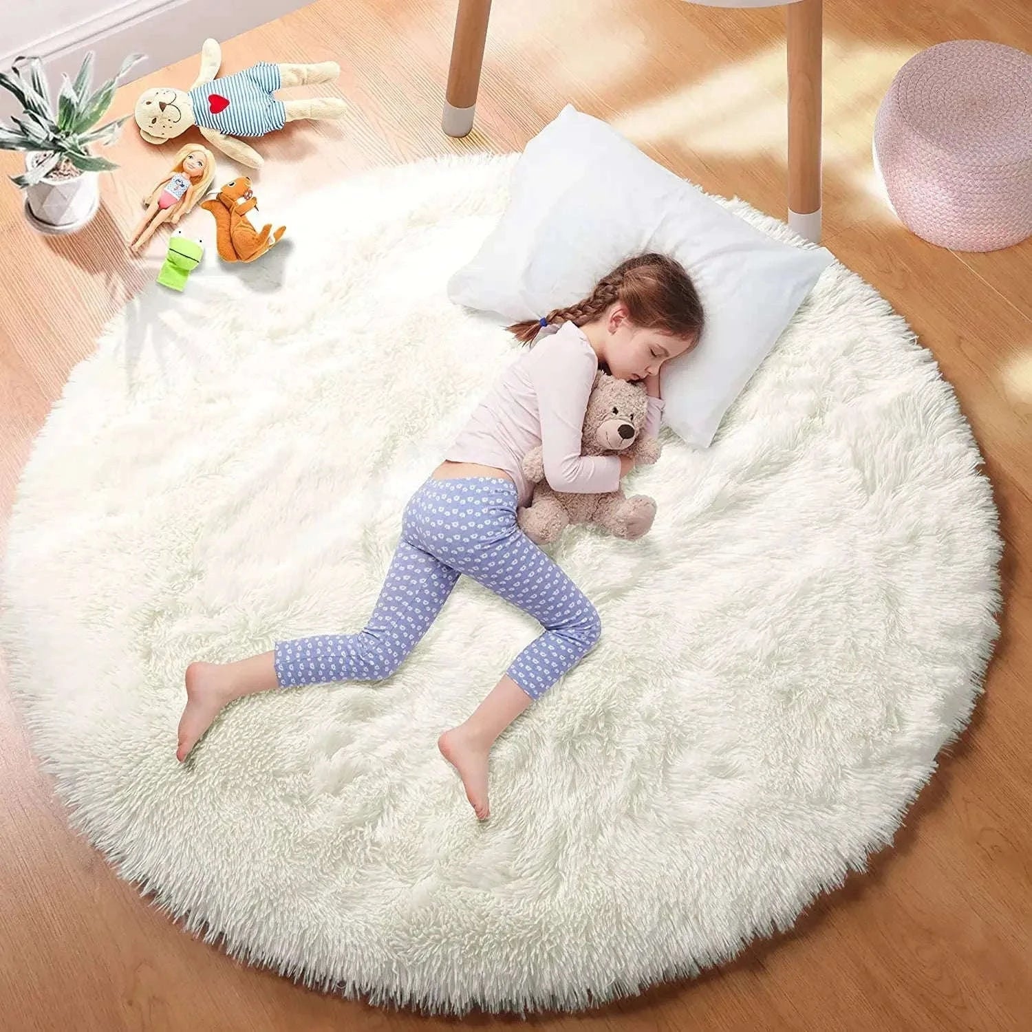 Super Soft Plush Round Rug Mat for Cozy Home Comfort-blue / 100x100cm