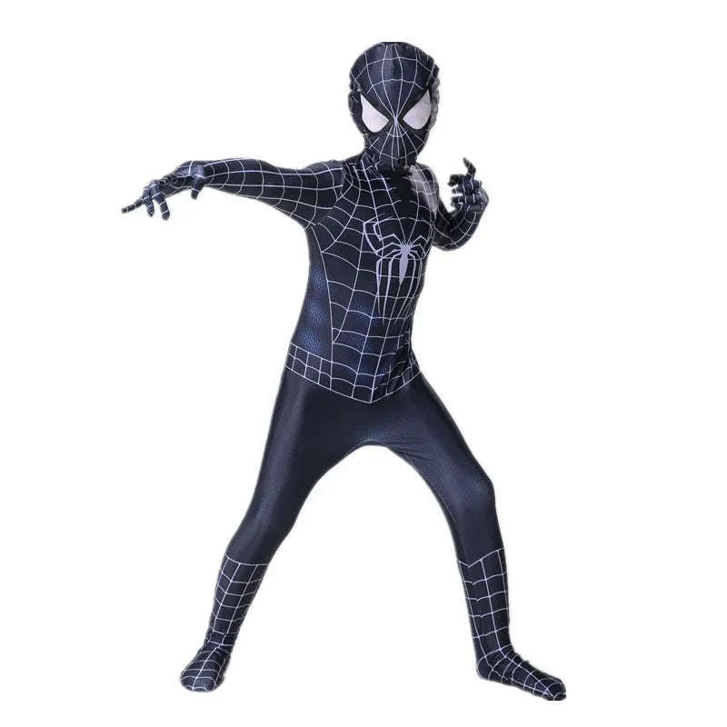 Superhero Black Spider Jumpsuit Costume-120 / 01