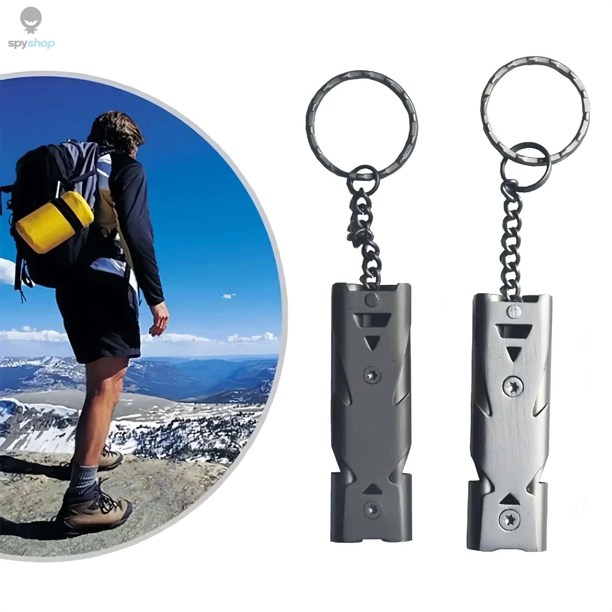 Survival Whistle Keychain – Triple-Tube Emergency Alarm for Outdoor Safety-Grey