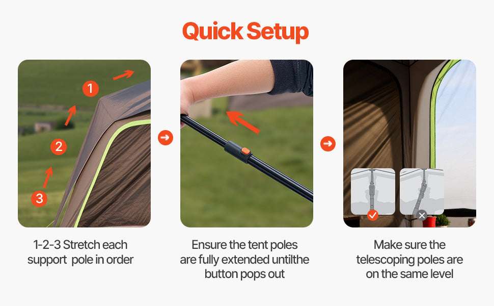 SUV Camping Tent with Awning – Waterproof Double Layer for 5–8-10x10ft / Poland