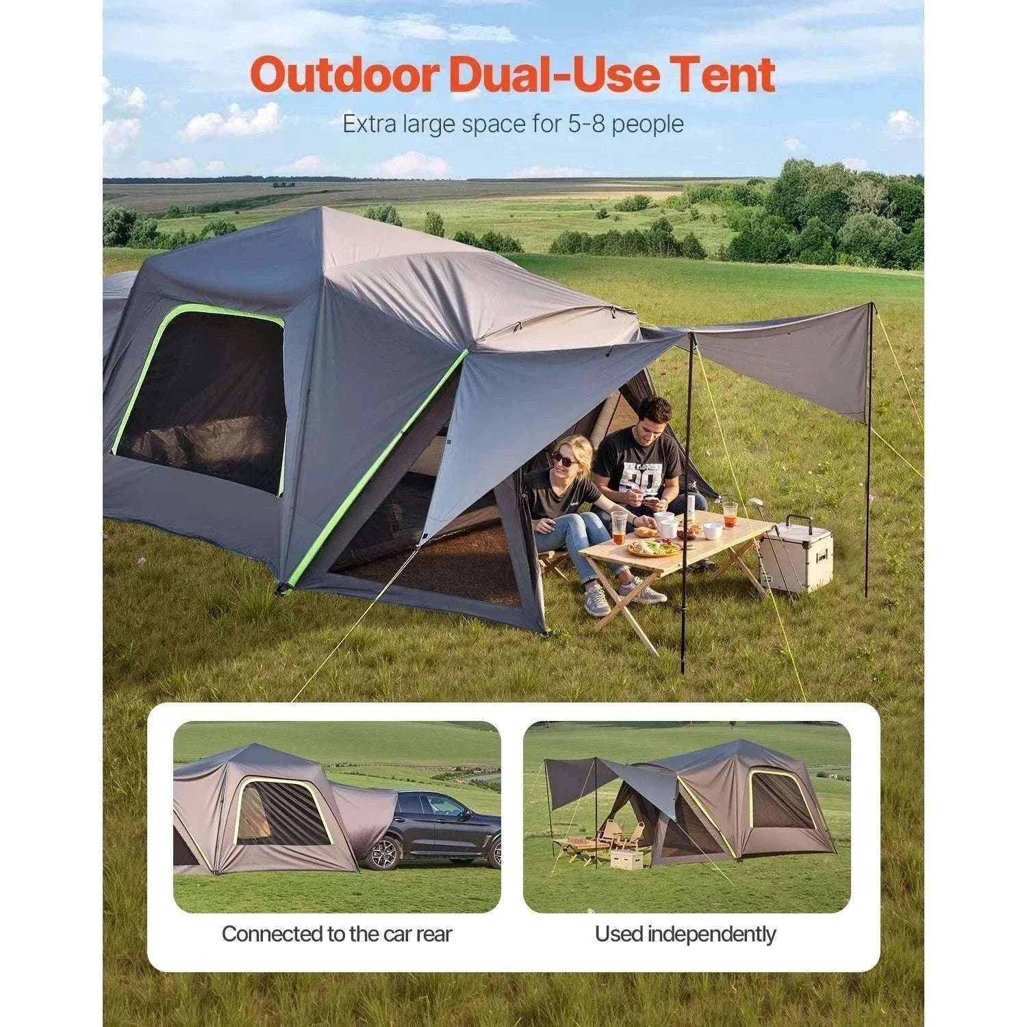SUV Camping Tent with Awning – Waterproof Double Layer for 5–8-10x10ft / Poland