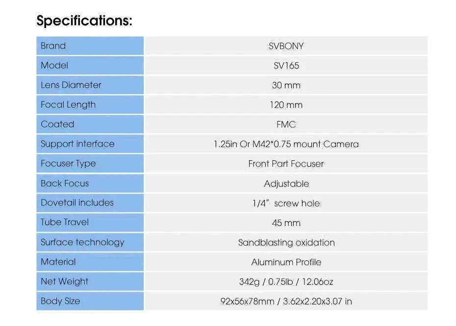 SVBONY SV165 30mm f/4 Ultra-Mini Guide Scope-SV165