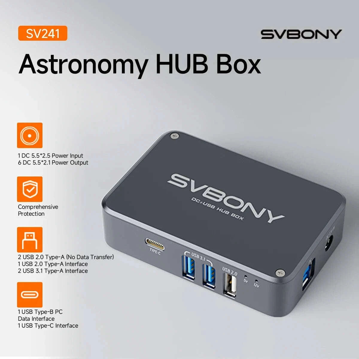 SVBONY SV241 Astronomy DC + USB Power Hub for Astrophotography-SV241X2 / CN