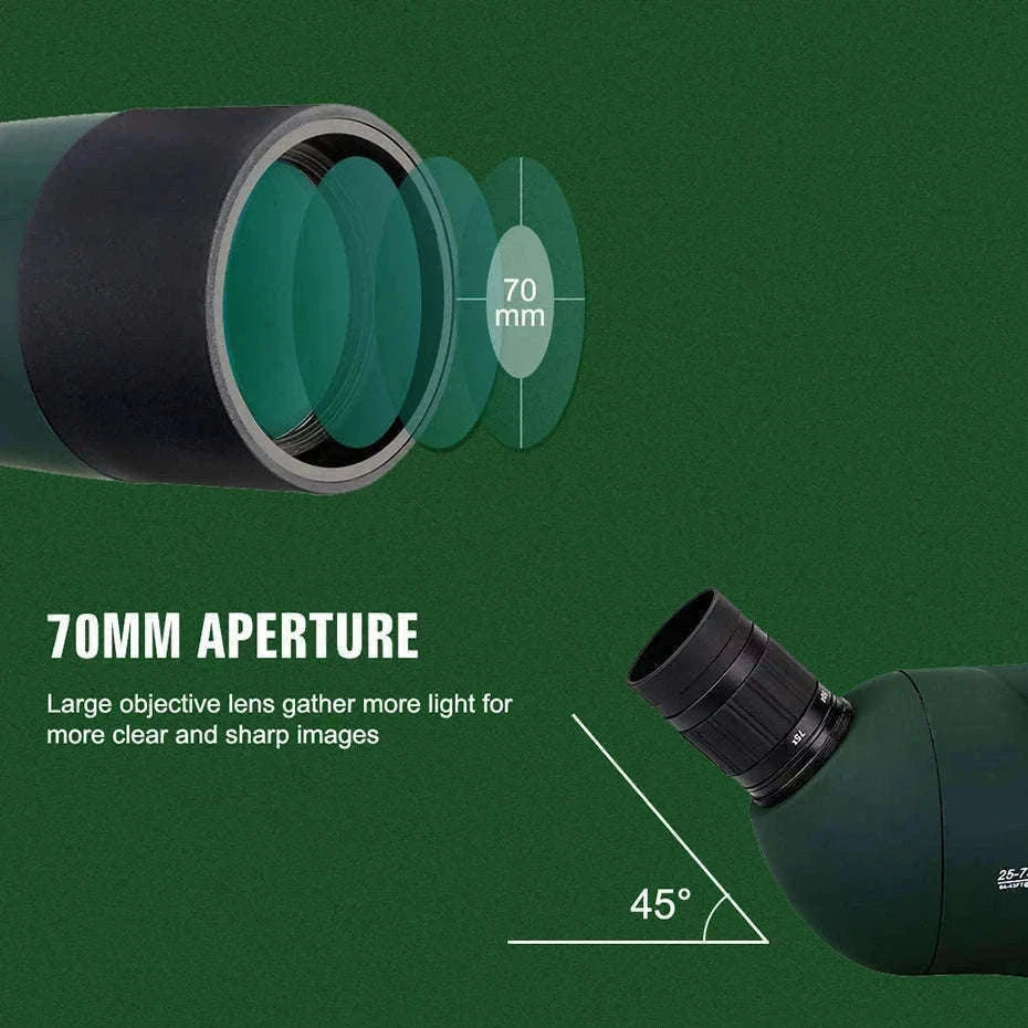 SVBONY SV28 25-75x70 Spotting Scope for Clear Distance Viewing-Black 25-75X70