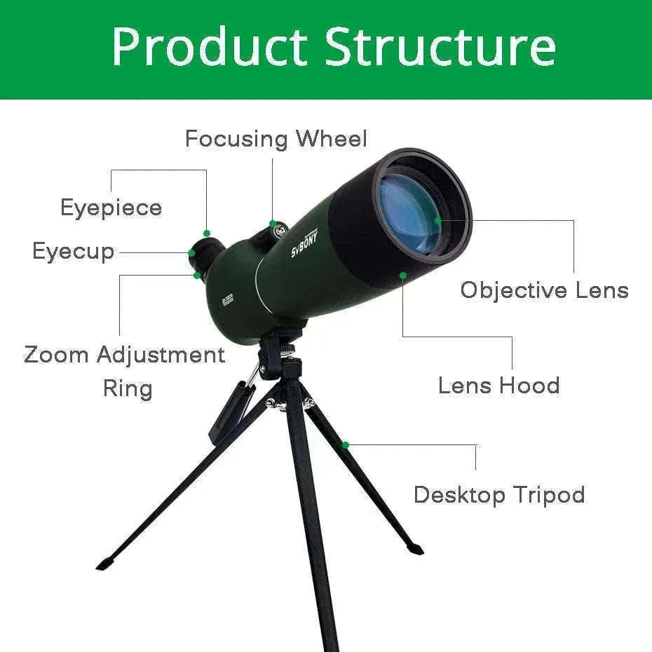 SVBONY SV28 25-75x70 Spotting Scope for Clear Distance Viewing-Black 25-75X70