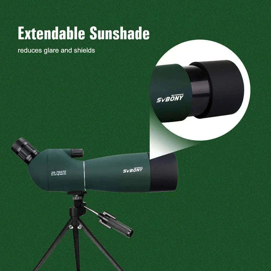 SVBONY SV28 25-75x70 Spotting Scope for Clear Distance Viewing-Black 25-75X70