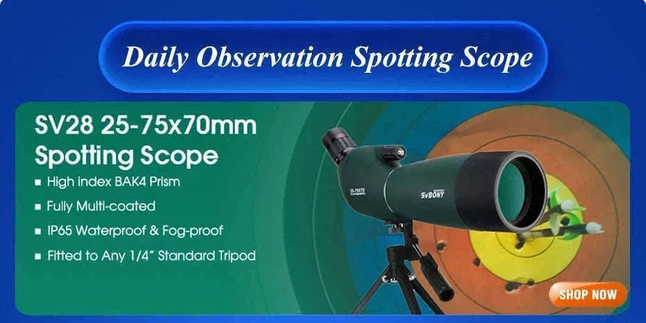 SVBONY SV28 25-75x70 Spotting Scope for Clear Distance Viewing-Black 25-75X70