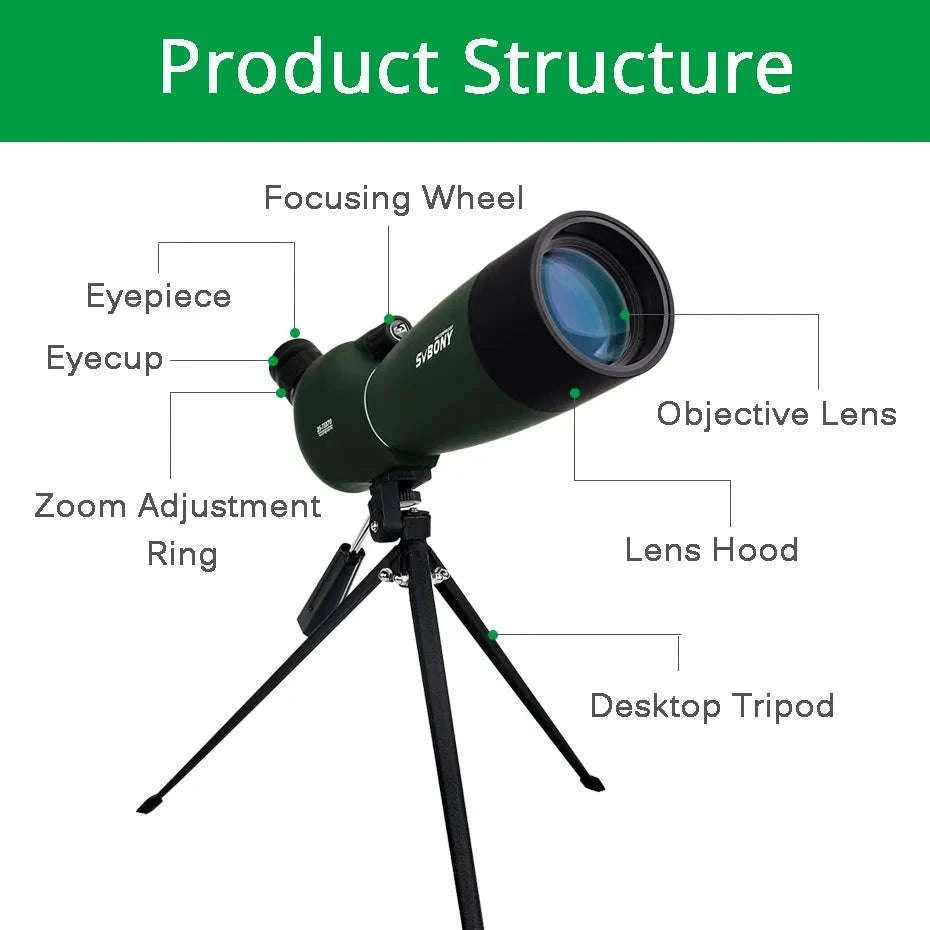 SVBONY SV28 Spotting Scope Zoom Telescope Waterproof-20-60X60-holder