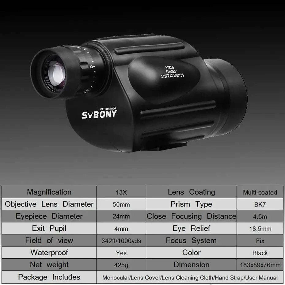 Svbony SV49 Monocular Telescope for Travel and Outdoor Viewing-SV49 10-30x50