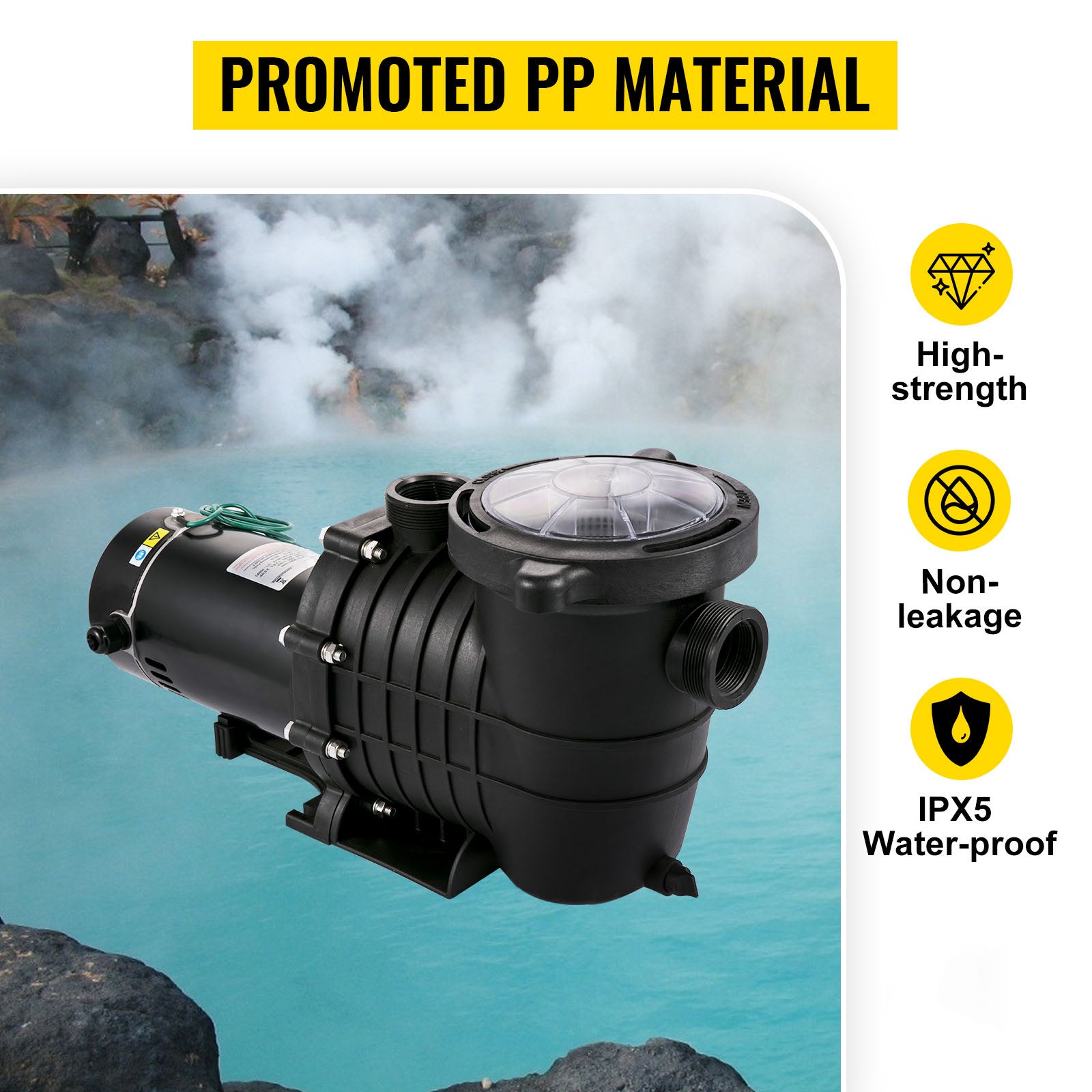 SucceBuy Swimming Pool Pump 110V/220V 5544GPH Powerful Self-priming for In/Above Ground Pool Water Circulation Strainer Basket