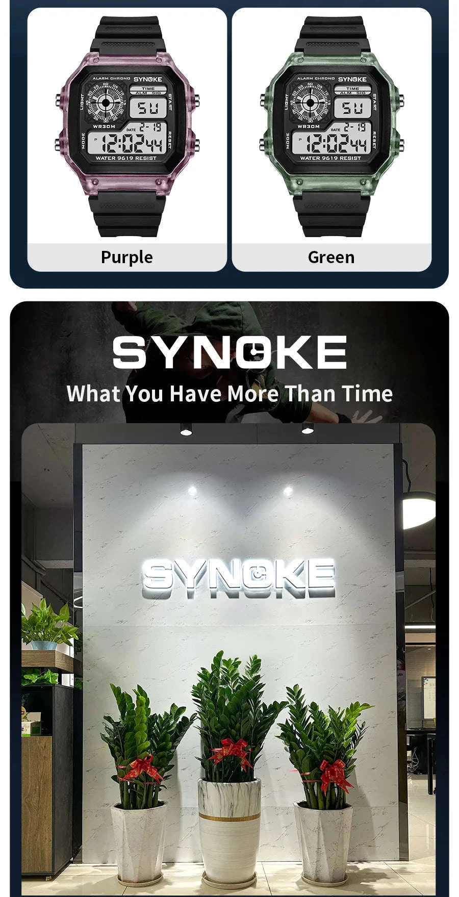 SYNOKE Digital Sports Watch with Multifunction Luminous Display-Grey