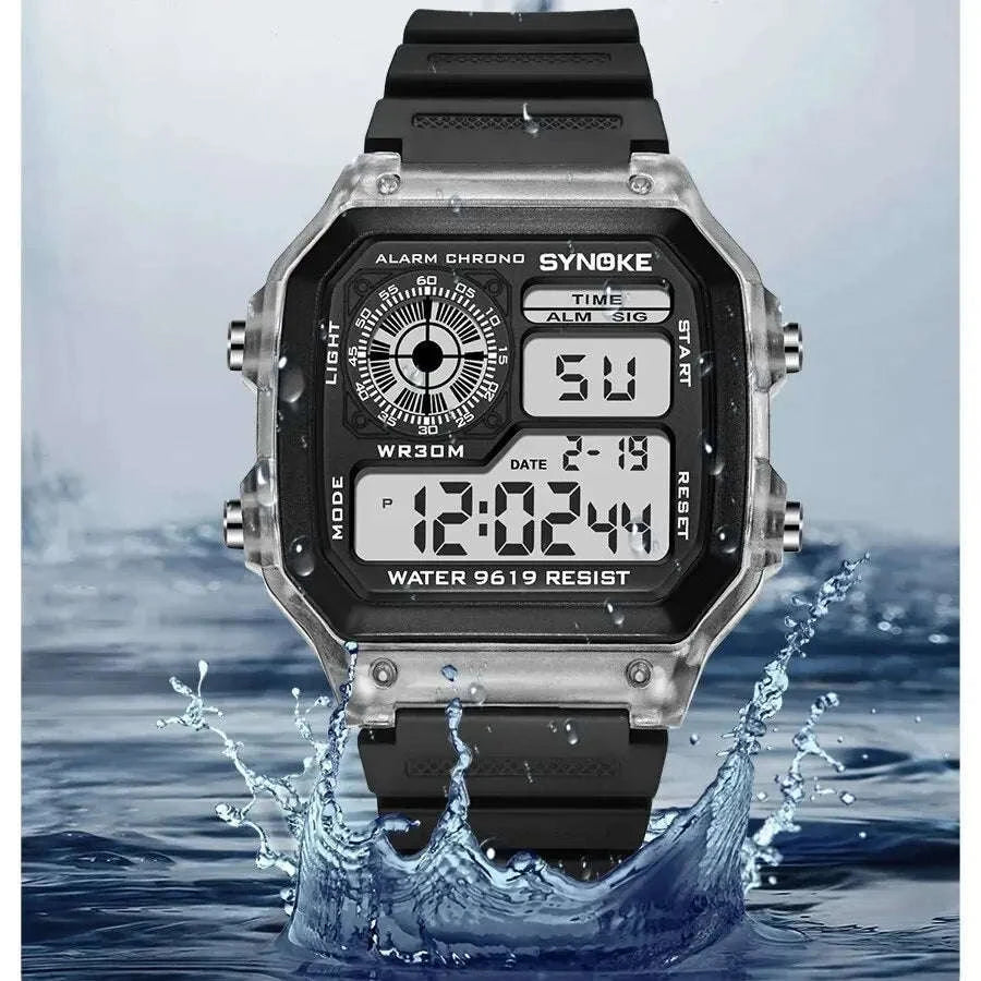 SYNOKE Digital Sports Watch with Multifunction Luminous Display-Grey
