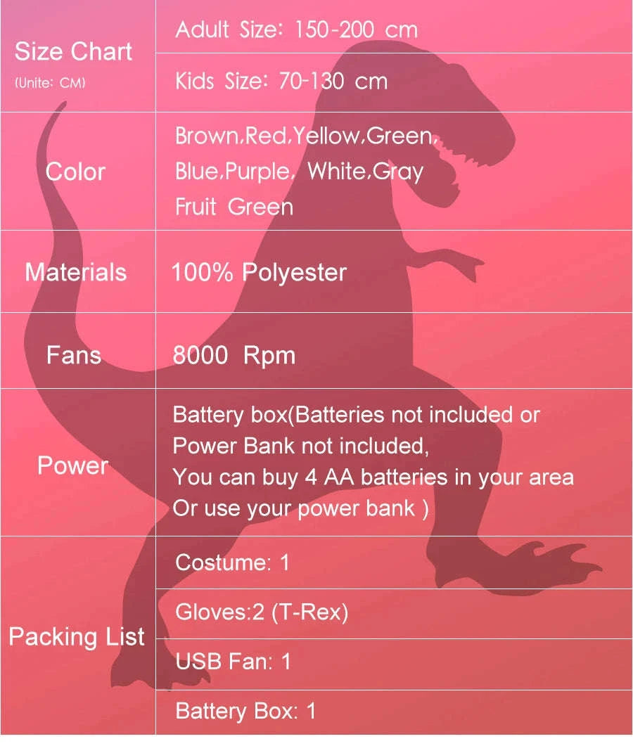 T‑Rex Inflatable Dinosaur Costume for Kids and Adults-Brown / Fit Height 150-200cm / T-REX