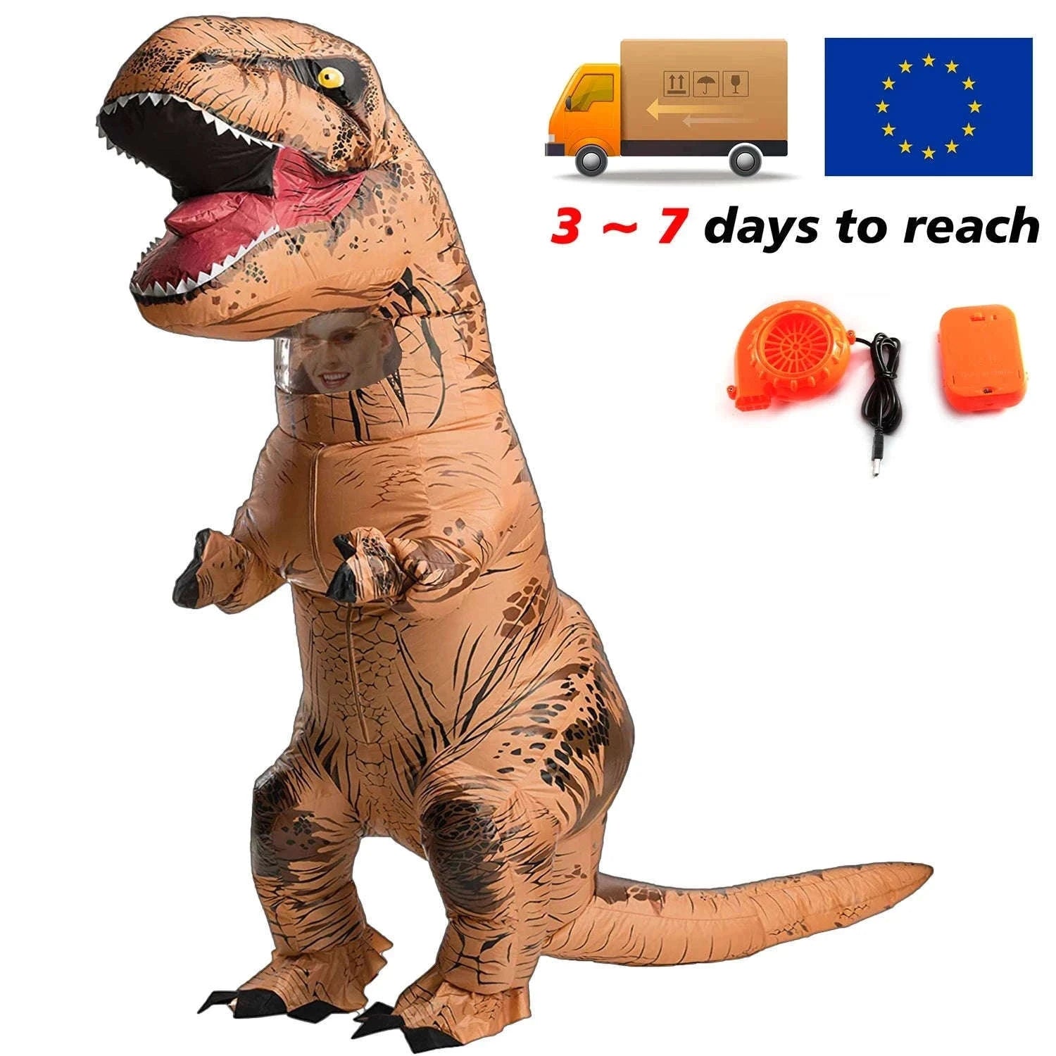 T-Rex Inflatable Dinosaur Costume for Kids and Adults-Brown / Fit Height 150-200cm / T-REX