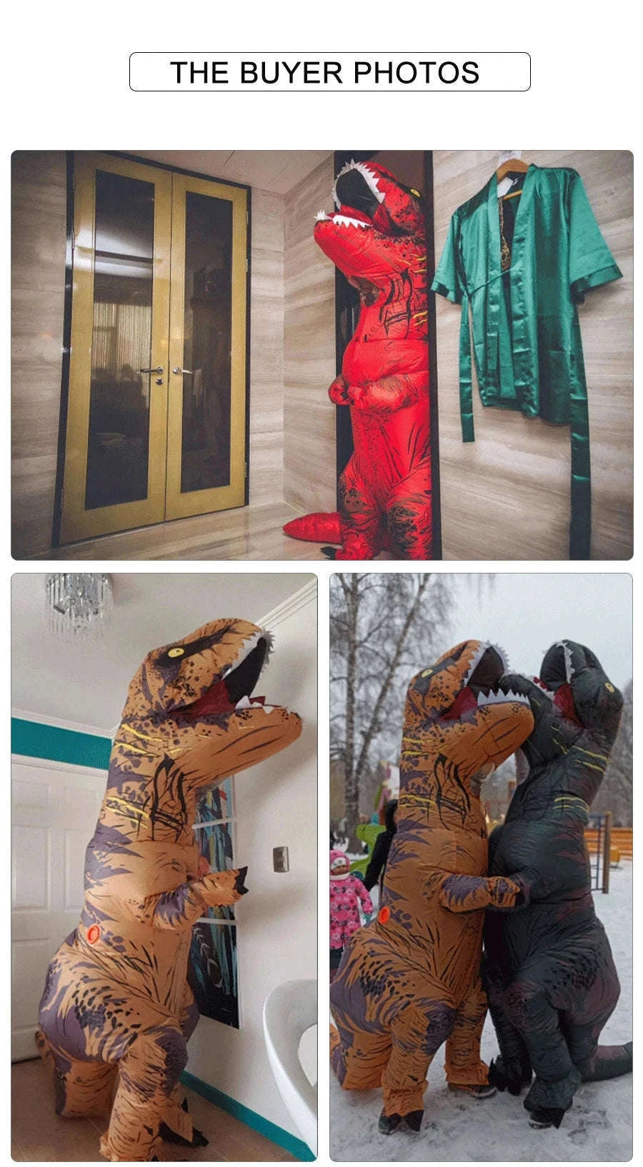 T-Rex Inflatable Dinosaur Costume for Kids and Adults-Brown / Fit Height 150-200cm / T-REX