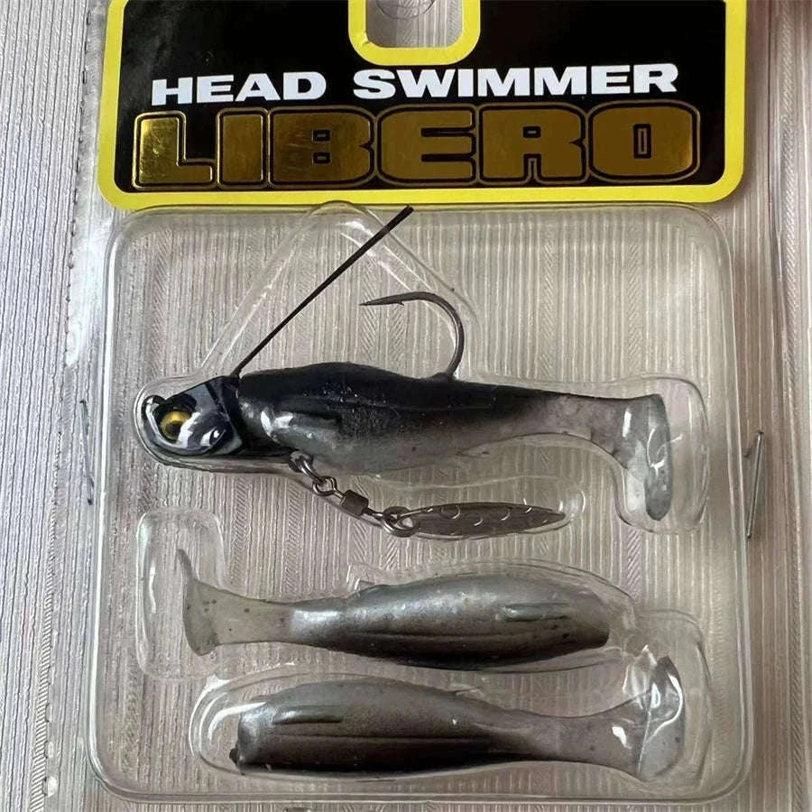 T-Tail Soft Swimbait with Rotating Blade for Bass and Sea Fishing-YELLOW / 7G