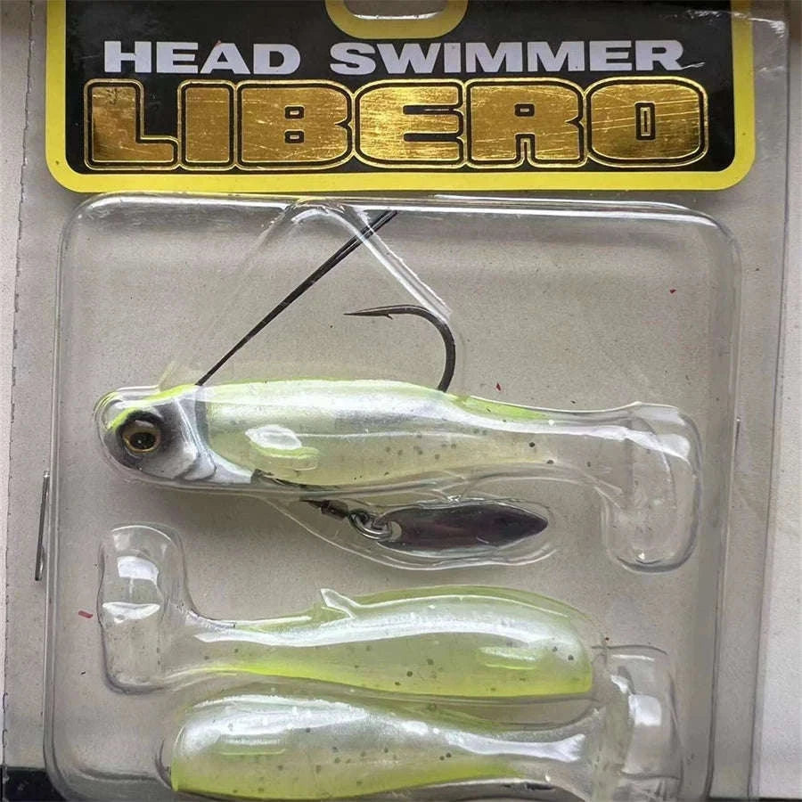 T-Tail Soft Swimbait with Rotating Blade for Bass and Sea Fishing-YELLOW / 7G