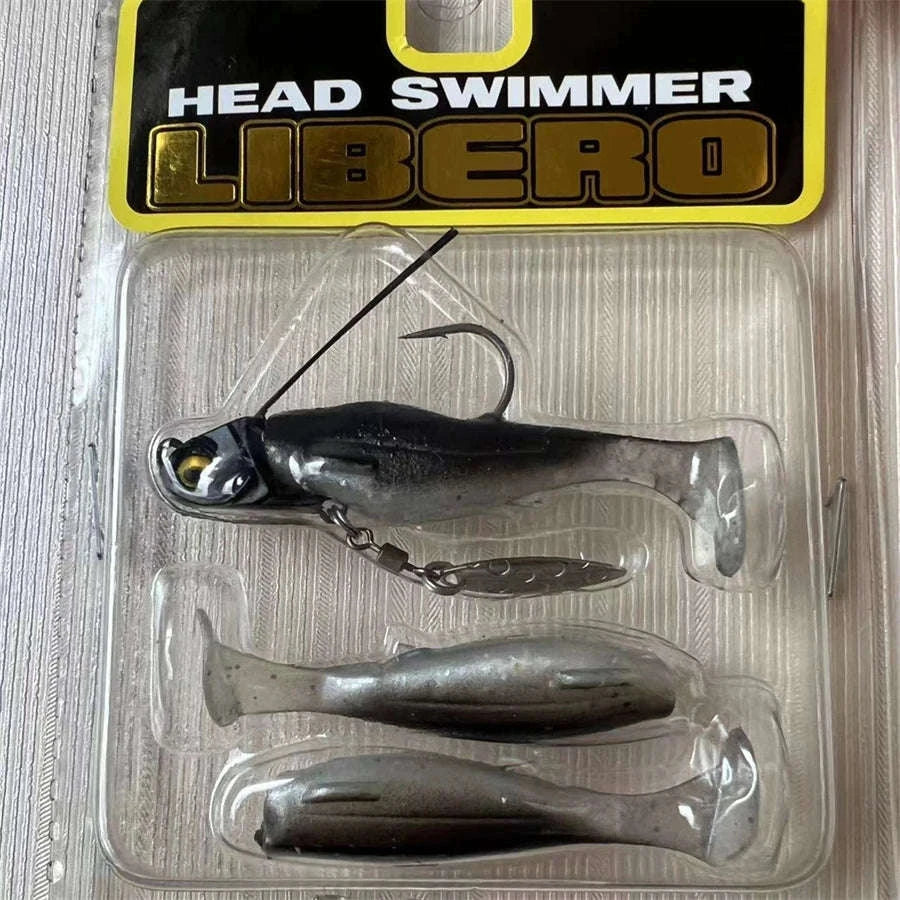 T-Tail Soft Swimbait with Rotating Blade for Bass and Sea Fishing-YELLOW / 7G