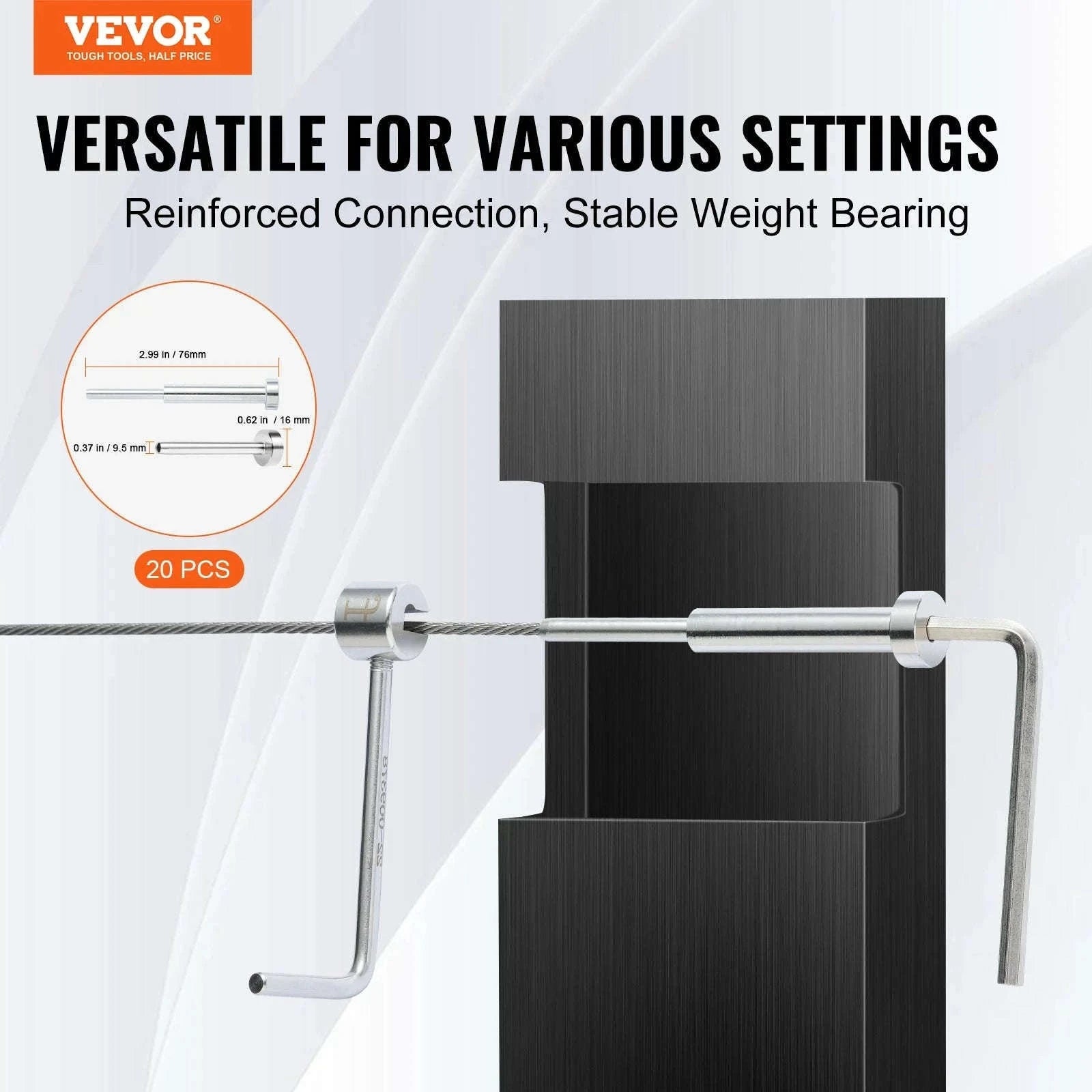 T316 Stainless Steel Cable Railing Kit for 1/8" Cable, 20 Pack-2.24lb / CZECH REPUBLIC