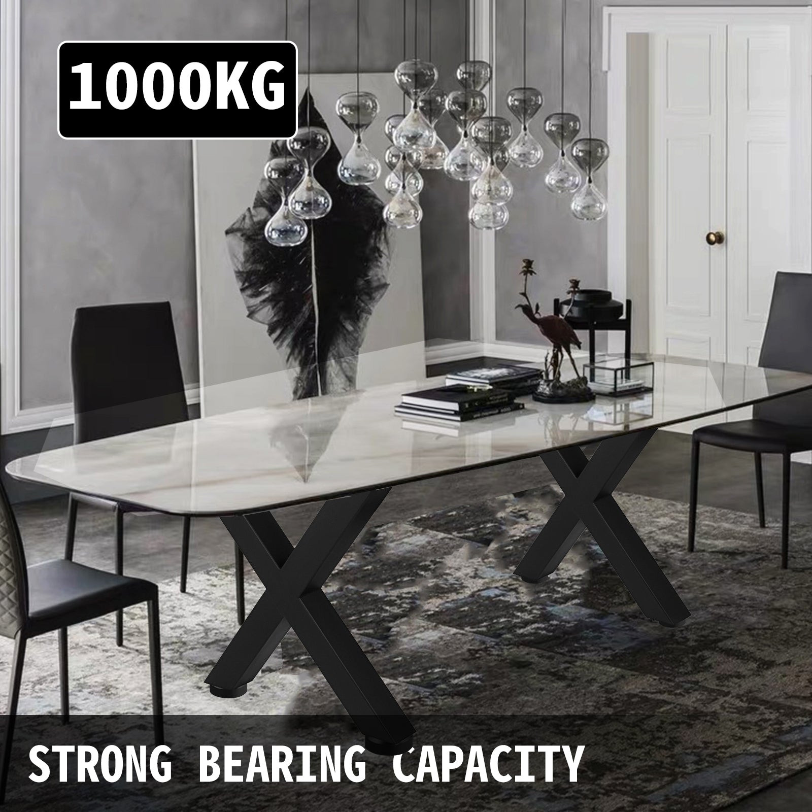 SucceBuy 2PCSMetal Table Legs Steel 2204LBS/1000KG Load  X-Shape with Pre-Drilled Holes for Home Use Commercial Bar Hotel Office