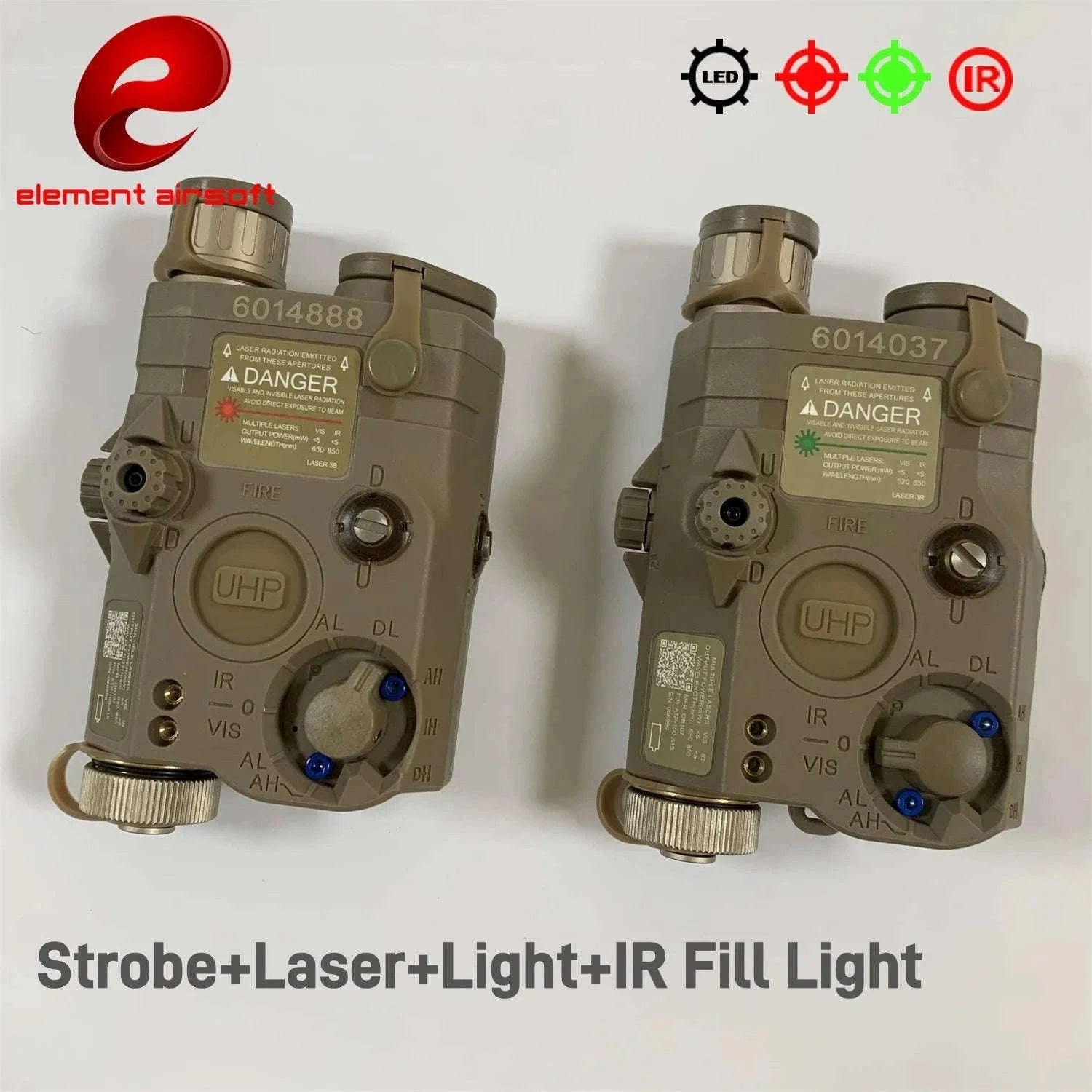 Tactical Airsoft PEQ-15 Laser & Light Module-Red Laser-DE