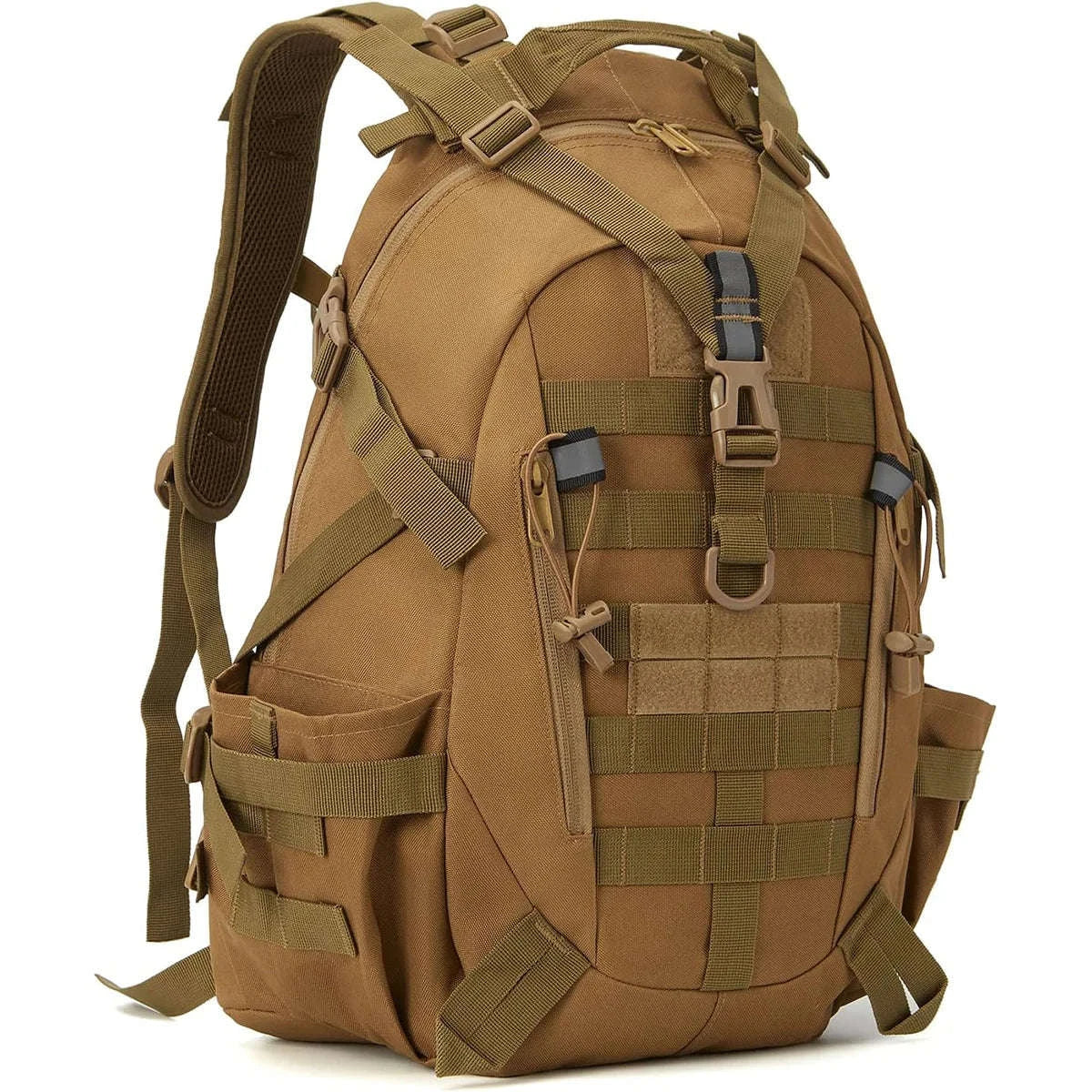 Tactical Backpack with Reflective Strips and 20-35L Storage-Khaki / United Kingdom