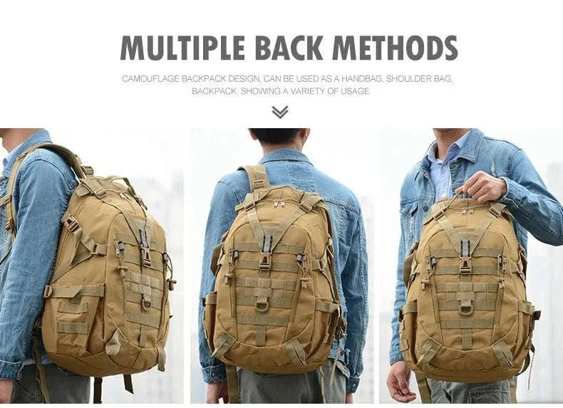 Tactical Backpack with Reflective Strips and 20-35L Storage-Khaki / United Kingdom